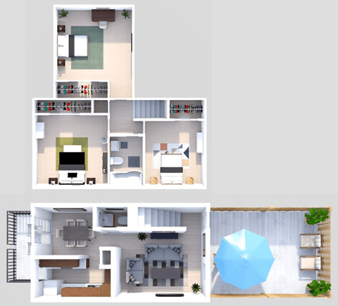 Floor plan for 3 beds, 1.5 baths, 1250 sqft